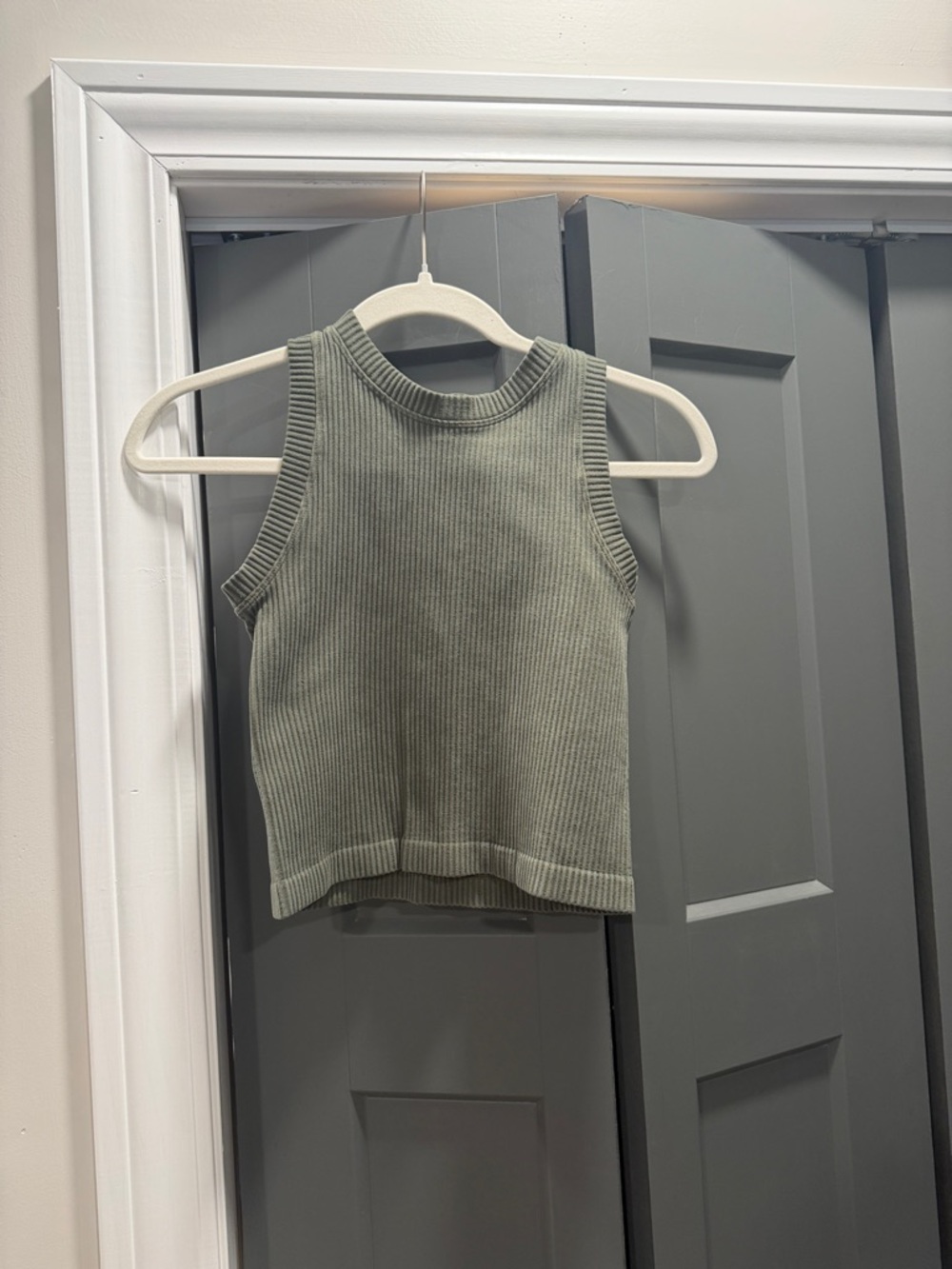 Aura Kids Ribbed Tank Top - Olive